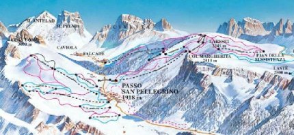 Passo San Pellegrino, Falcade, Col Margherita Zimní Alpy