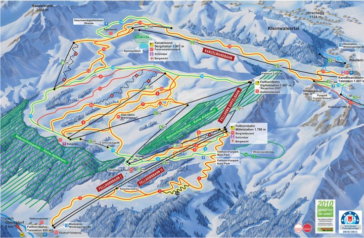 2-Länder-Skigebiet Kanzelwand/Fellhorn Zimní Alpy