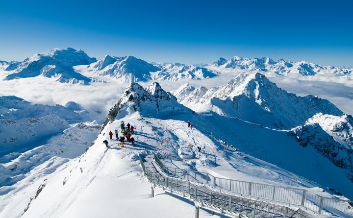 Verbier - ledovec Mont Fort Zimní Alpy