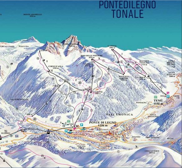 Ponte di Legno-Temu Zimní Alpy