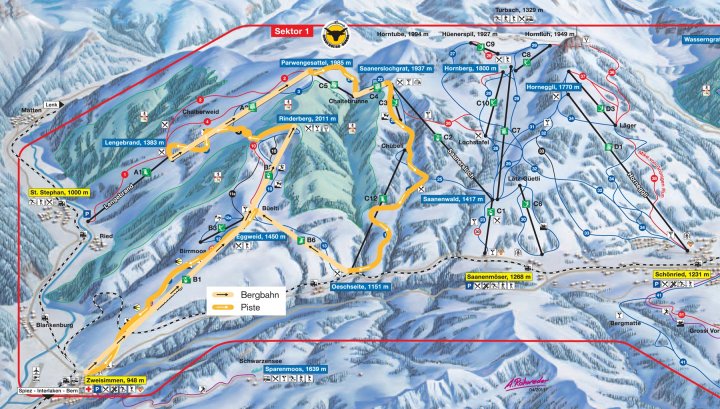 Rinderberg-Saaners Loch-Horneggli-Rellerli Zimní Alpy
