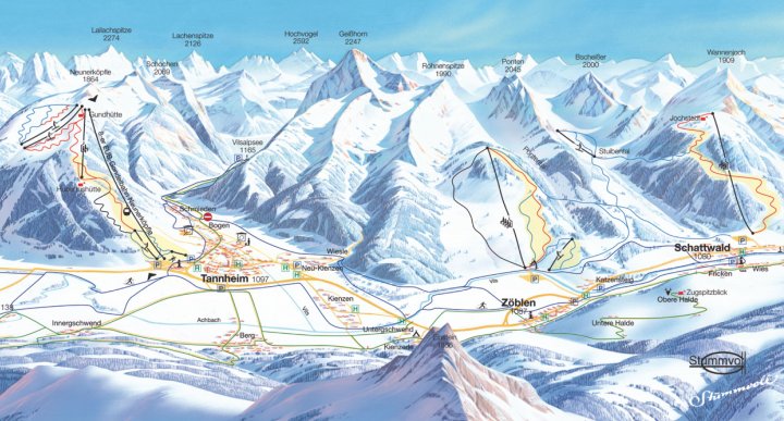Schattwald-Zöblen Zimní Alpy